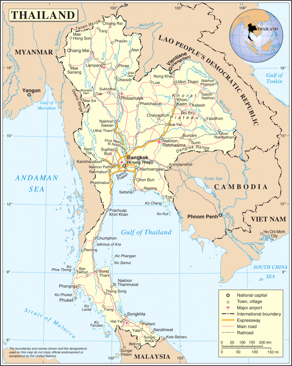 de kaart van thailand, rondreis thailand, thailand rondreizen,